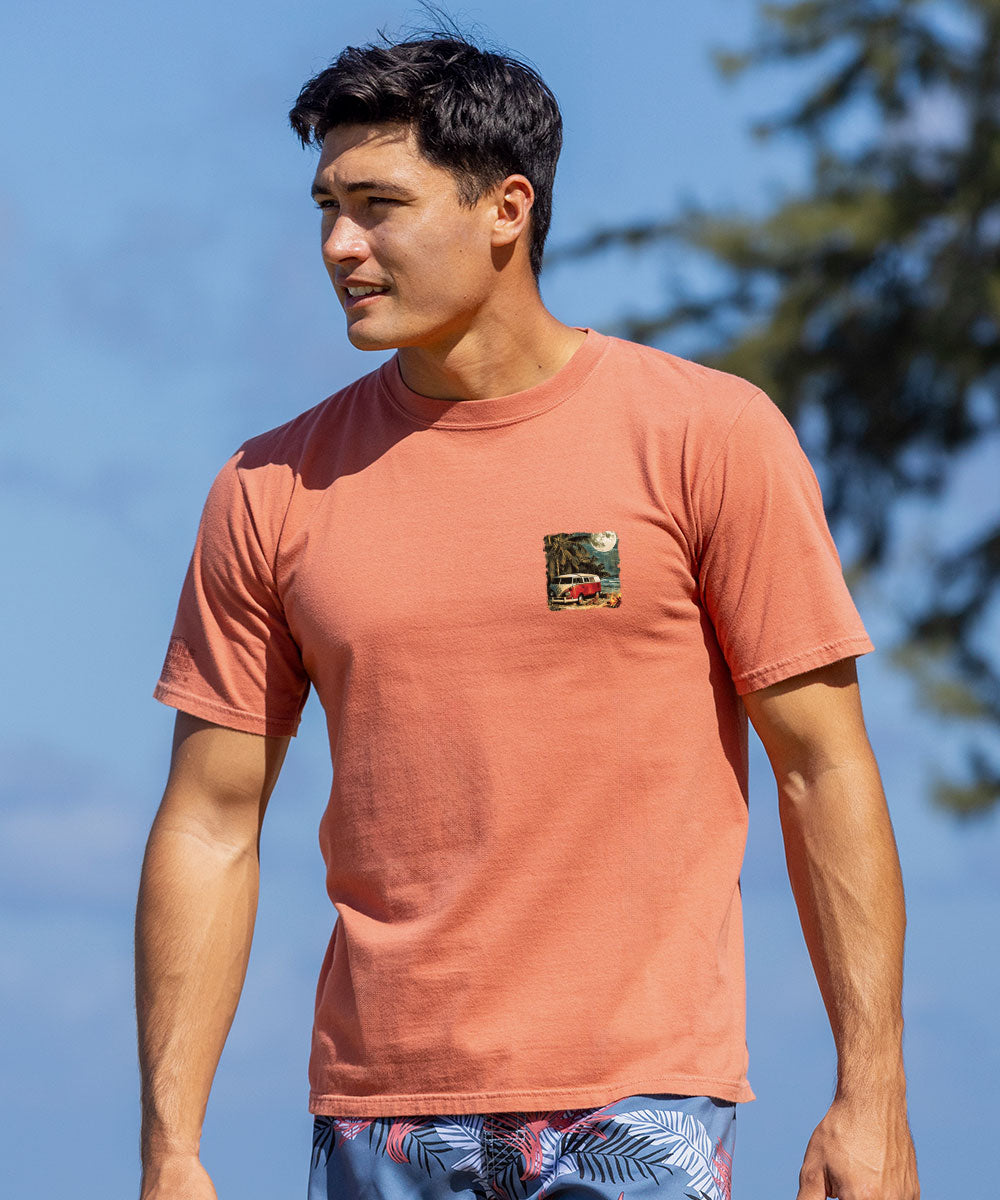 Man wearing a chile dyed t shirt View 3
