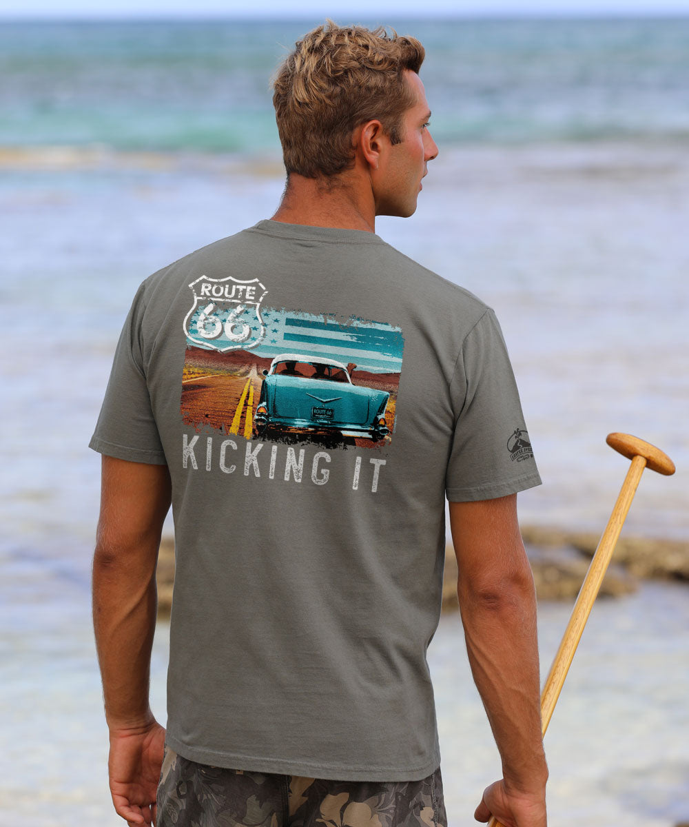Gray t shirt with graphic on the back View 2