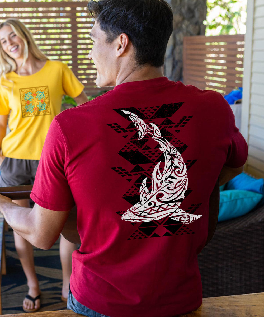 Tribal Reef Mako - Garnet Short Sleeve Crewneck T-Shirt