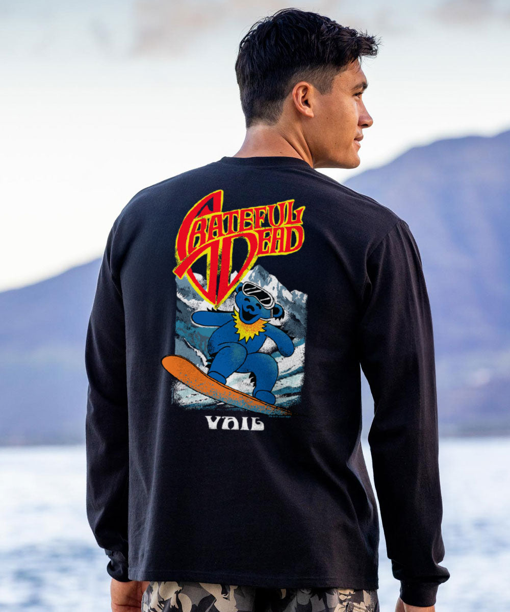 Grateful Dead Snow Bear - Black Long Sleeve Crewneck T-Shirt
