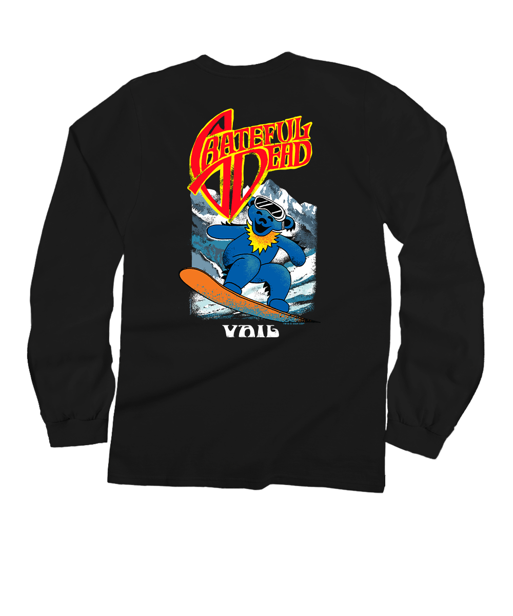 Grateful Dead Snow Bear - Black Long Sleeve Crewneck T-Shirt