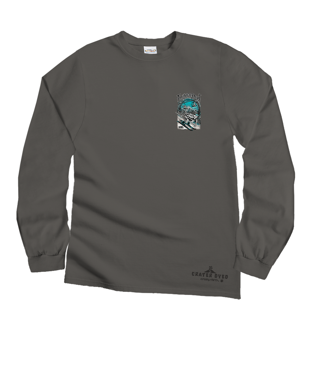 Gray long-sleeve shirt with a graphic on a white background View 4