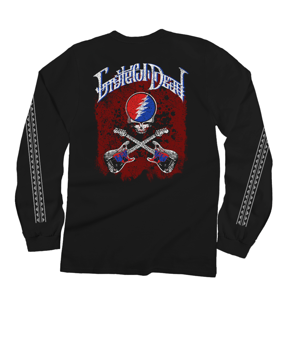 Black long-sleeve shirt with sleeve design and Grateful Dead logo and design on the back View 1