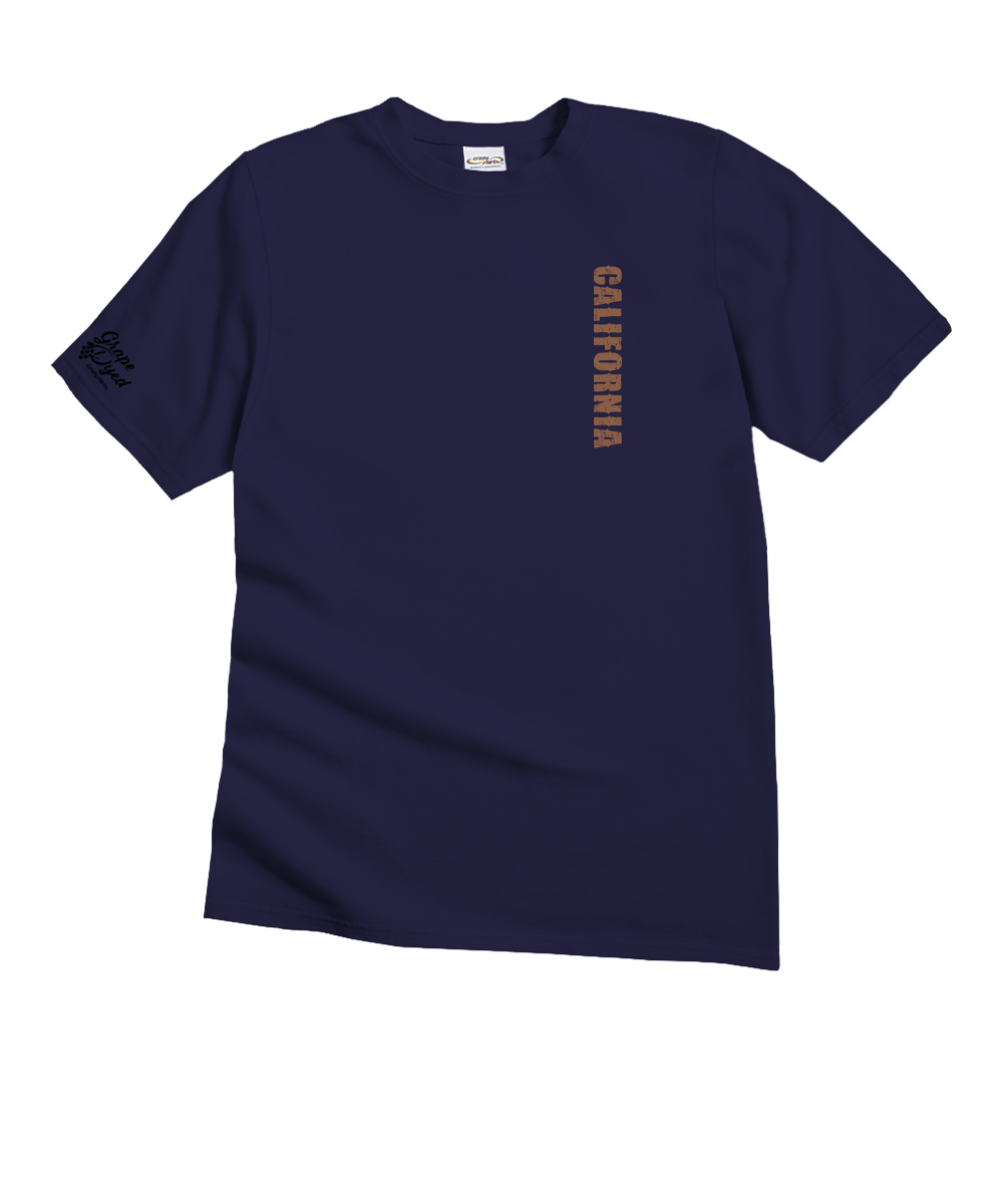 Navy blue t-shirt with 'California' pocket text on a white background View 4