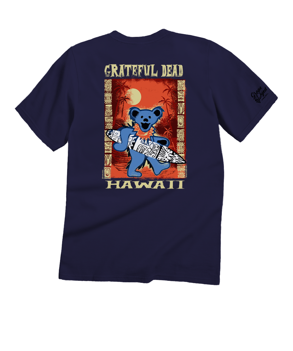 Grateful Dead Tiki Bear - Grape Dyed Short Sleeve Crewneck T-Shirt