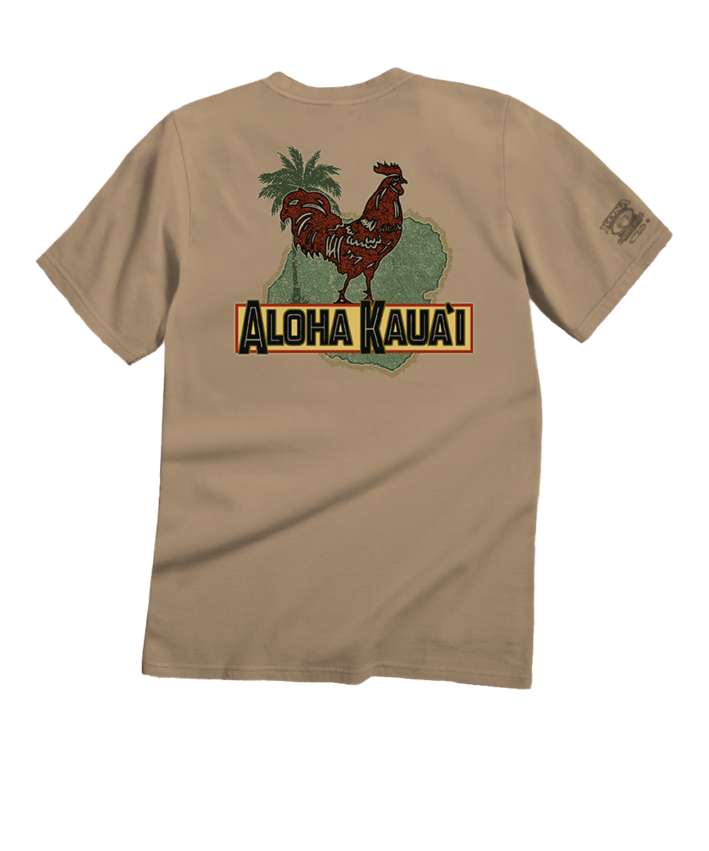 T-shirt Hawaii Choppers Big Island – Fruit Of The Loom, Taille L, Motif Graphique Marron