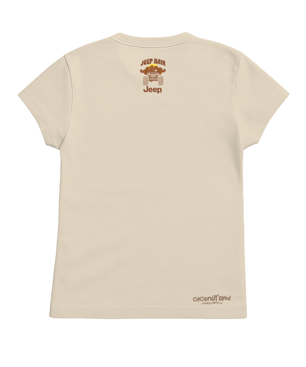 Beige t-shirt with Jeep logo on the back against a white background View 4
