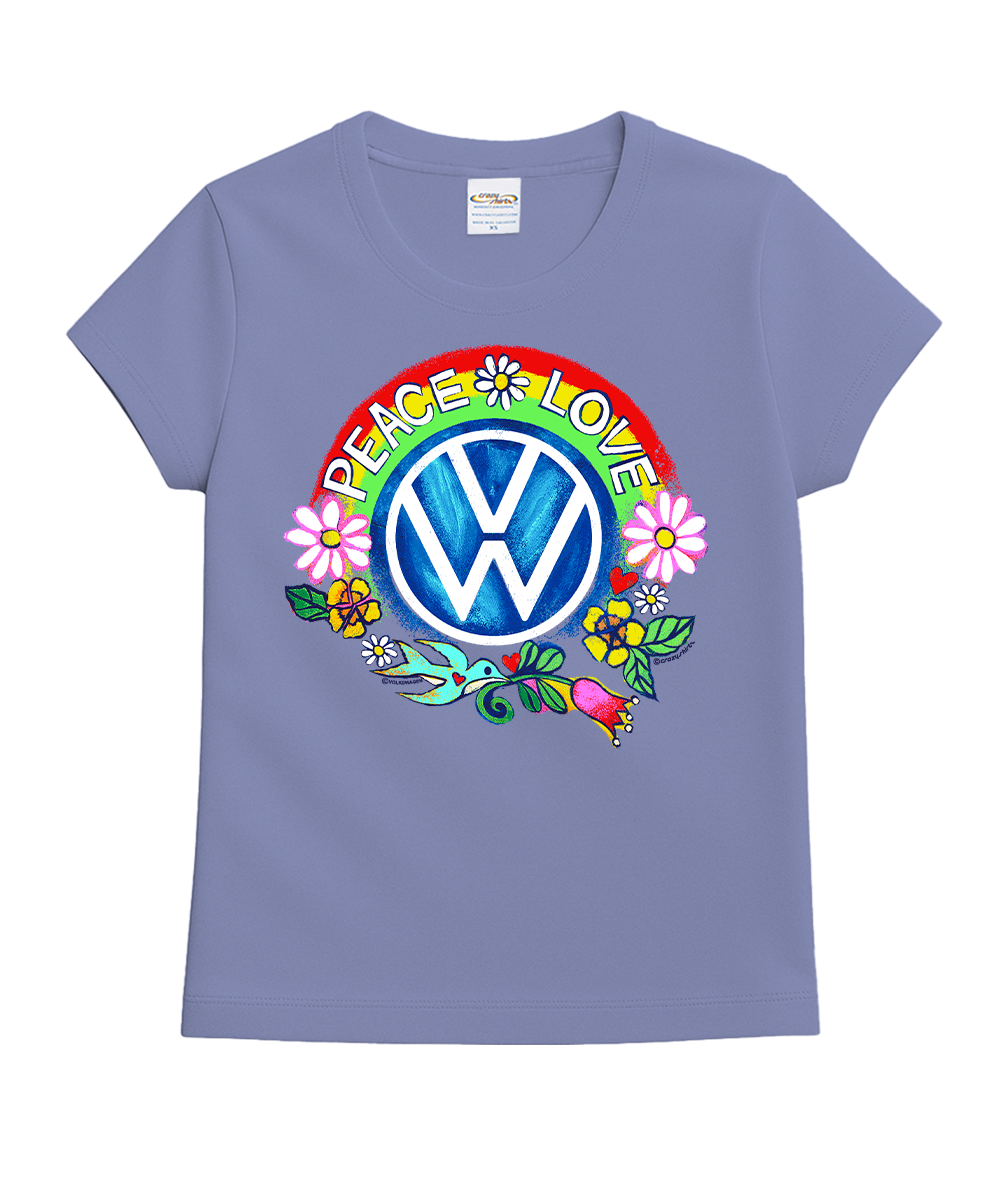 Volkswagen Peace And Love - Lavender Dyed Short Sleeve Crewneck T-Shirt