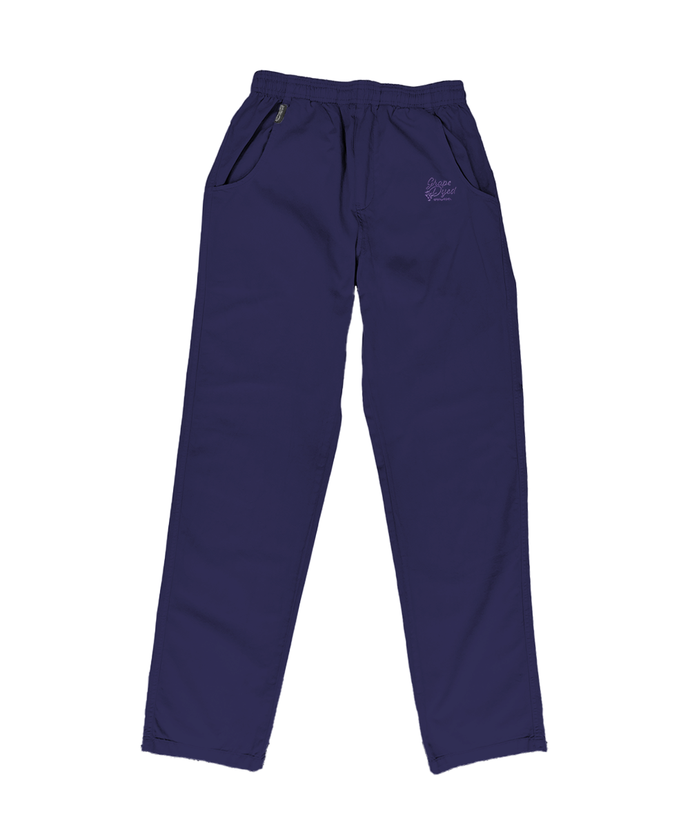 Navy blue pants with a brand logo on a white background View 6