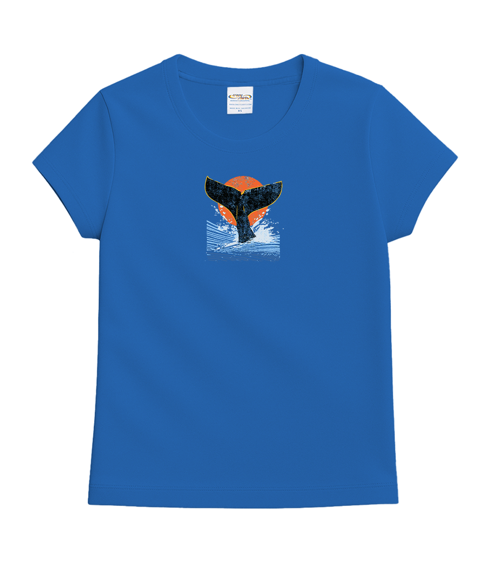 Whale Fluke Block - Blue Hawaii Dyed Short Sleeve Crewneck T-Shirt