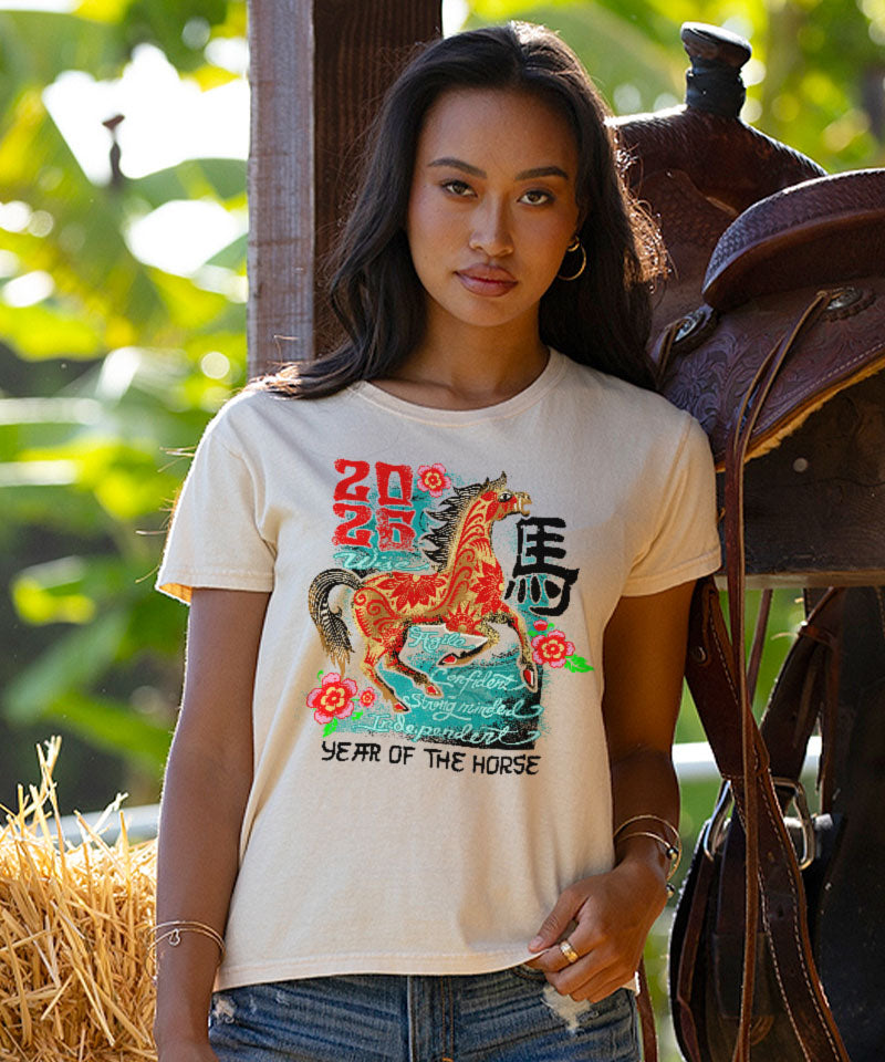 Year Of The Horse 2026 - Coconut Dyed Short Sleeve Crewneck T-Shirt