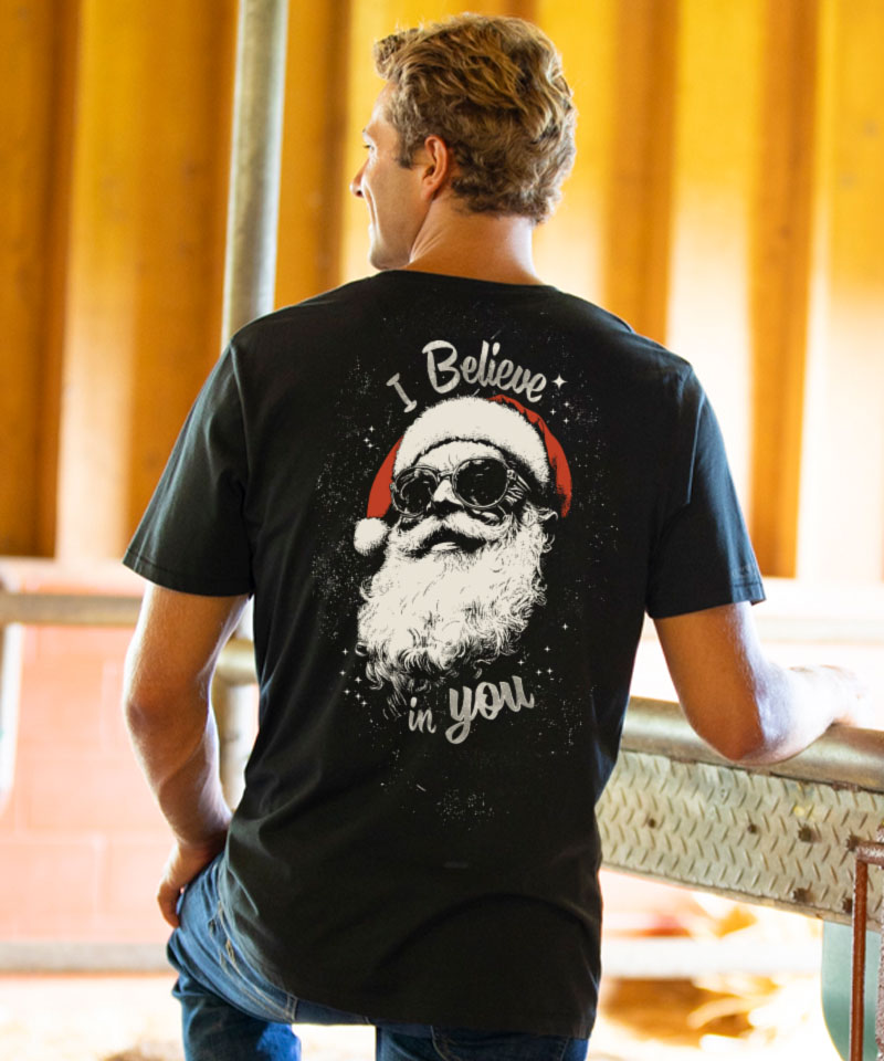 Santa Believes - Black Short Sleeve Crewneck T-Shirt