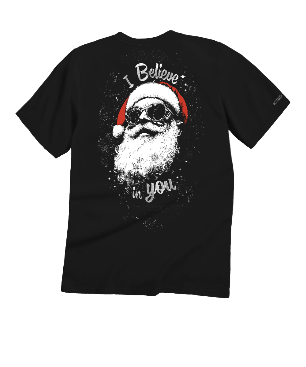 Santa Believes - Black Short Sleeve Crewneck T-Shirt