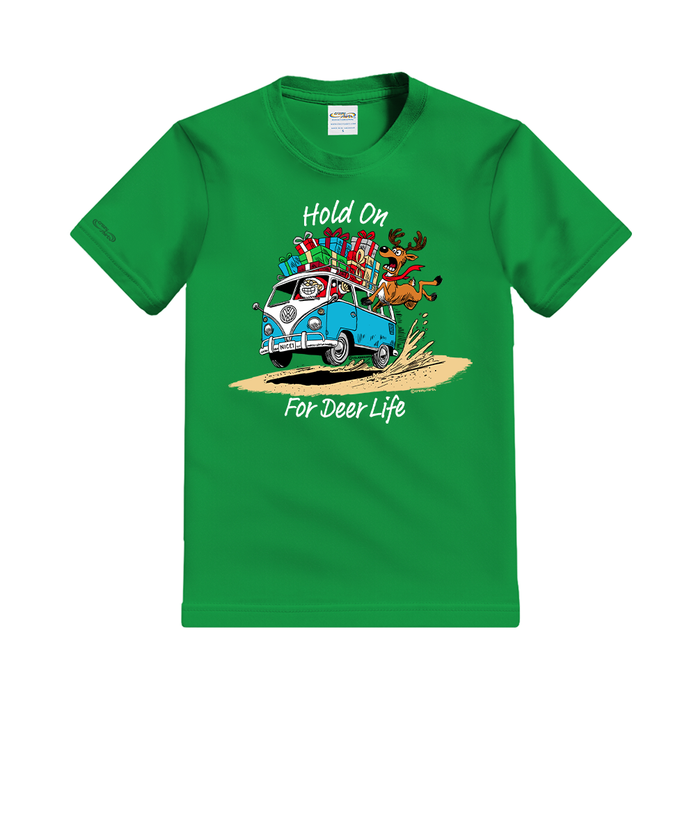 Volkswagen Hold On For Deer Life - Christmas Green Short Sleeve Crewneck T-Shirt
