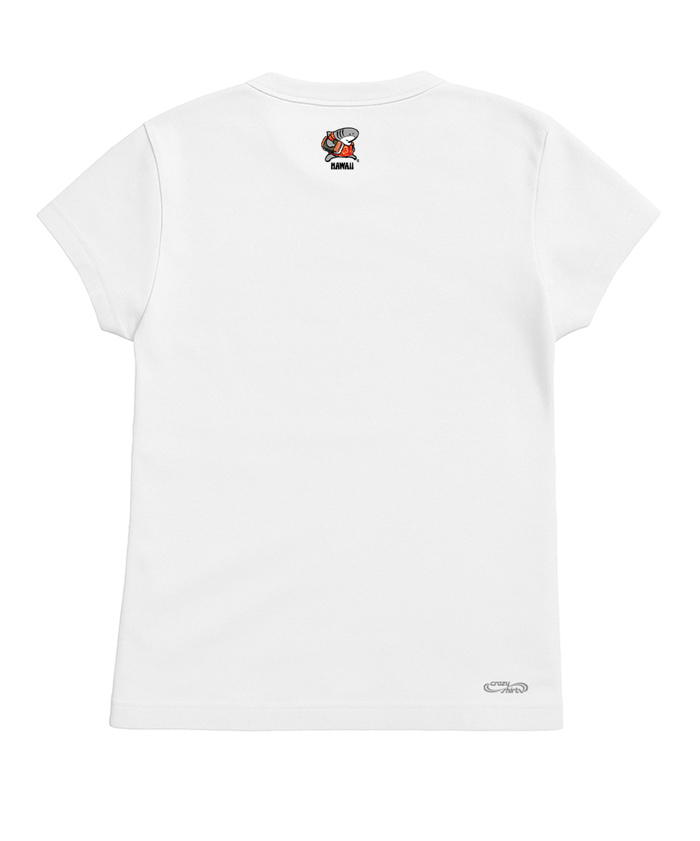 White t-shirt with small graphic on the back on a white background View 4