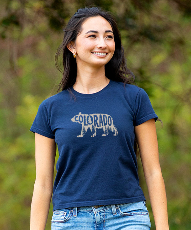 Forest Bear - Navy Short Sleeve Crewneck T-Shirt