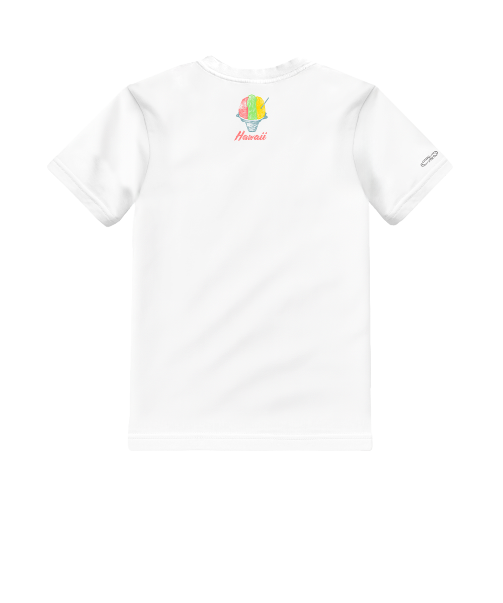 White t-shirt with colorful ice cream cone graphic on a white background View 4