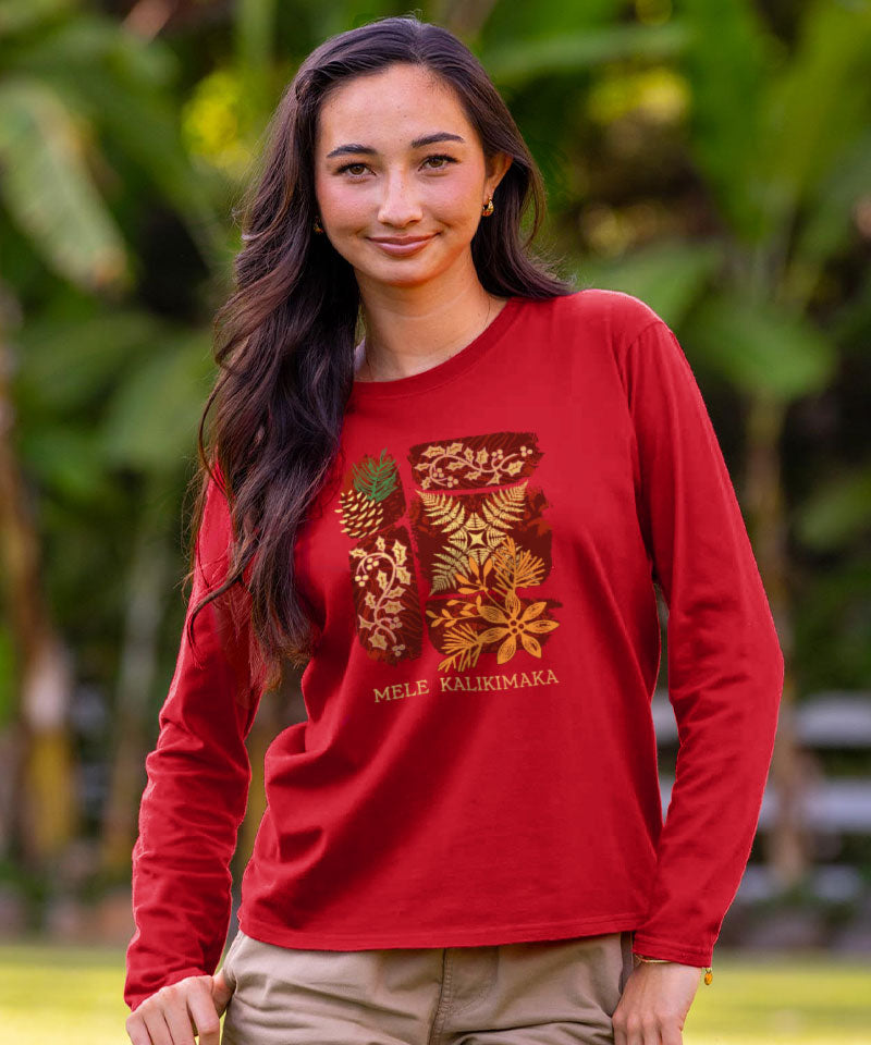 Christmas Montage - Red Long Sleeve Crewneck T-Shirt