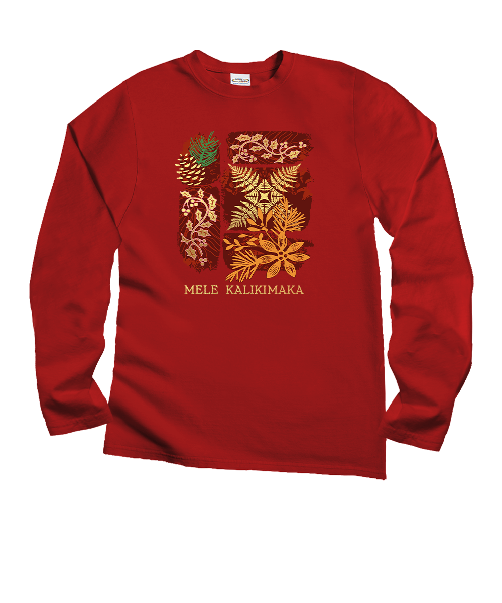 Christmas Montage - Red Long Sleeve Crewneck T-Shirt