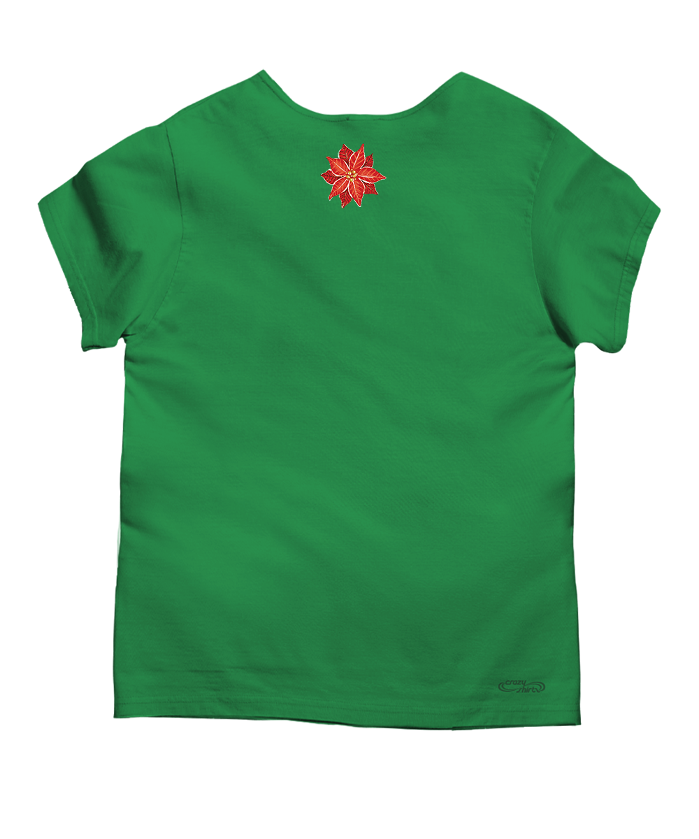 Poinsettia Pretty - Christmas Green Short Sleeve Scoop Neck T-Shirt