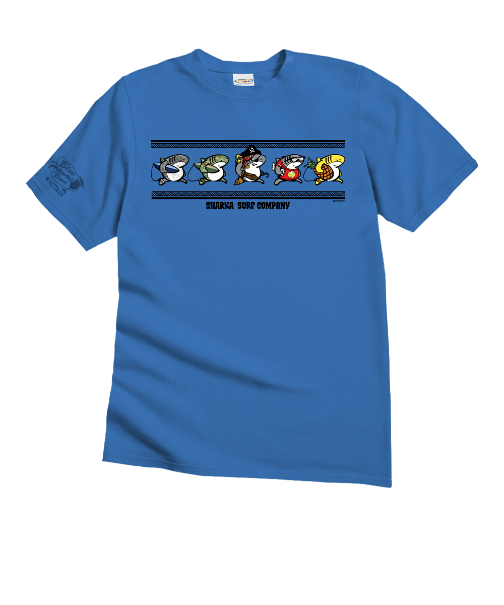 Sharka™ Linear Band - Blue Hawaii Dyed Short Sleeve Crewneck T-Shirt
