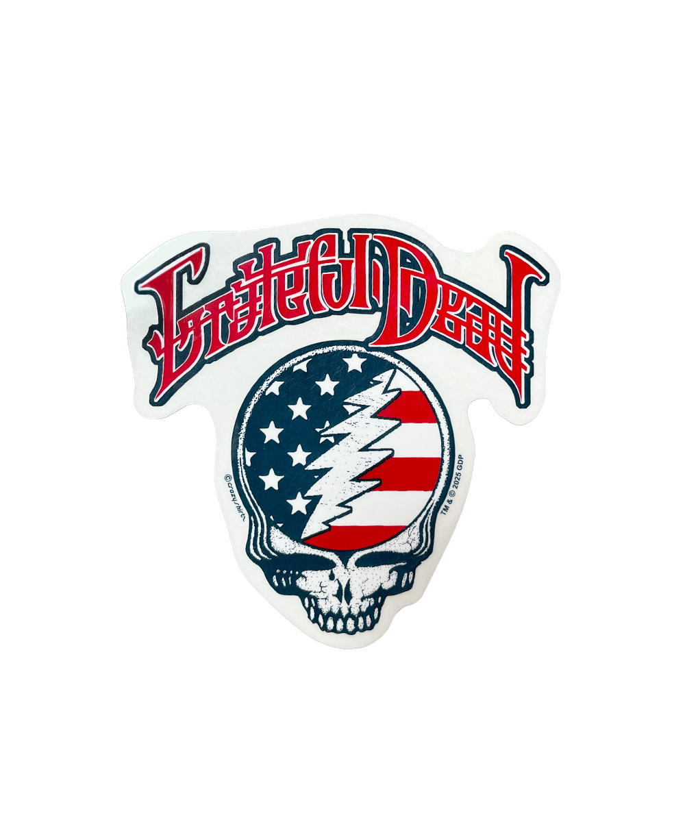 Grateful Dead logo with American flag design on a white background View 1