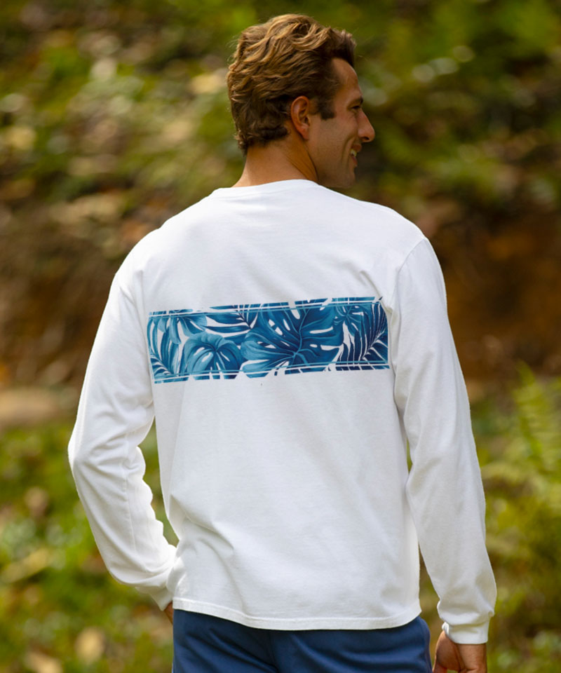 Island Foliage Band - White Long Sleeve Crewneck T-Shirt