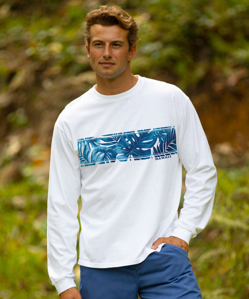 Island Foliage Band - White Long Sleeve Crewneck T-Shirt