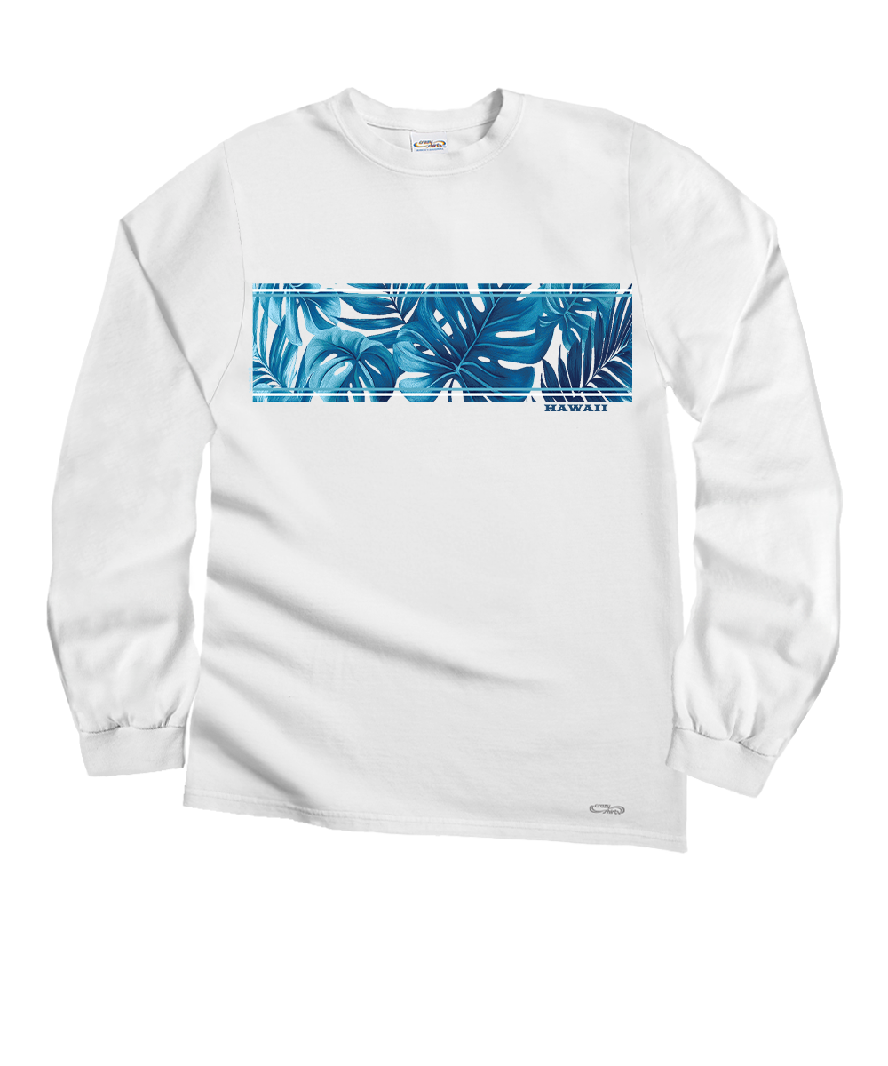 Island Foliage Band - White Long Sleeve Crewneck T-Shirt
