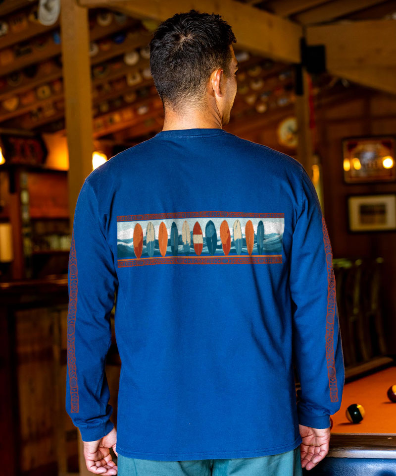 Waves And Boards Band - Navy Long Sleeve Crewneck T-Shirt