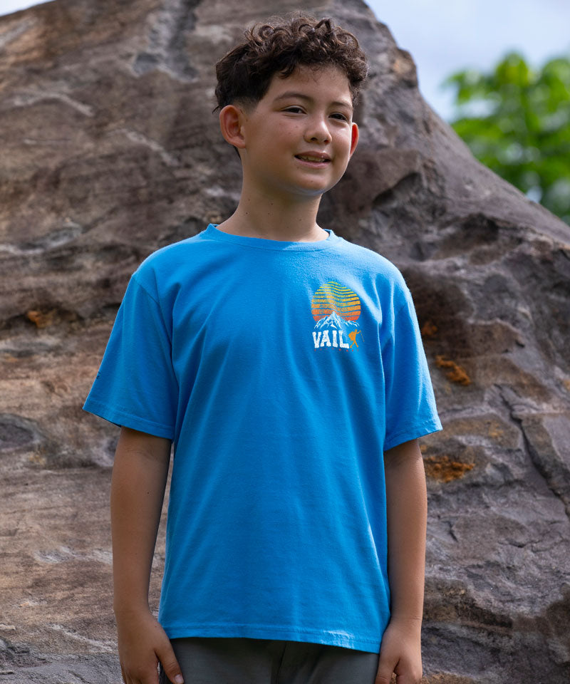 Vail Hiker Sunrise - Blue Hawaii Dyed Short Sleeve Crewneck T-Shirt
