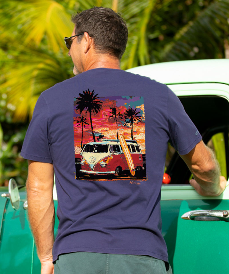 Volkswagen Van Sunset - Indigo Short Sleeve Pima T-Shirt