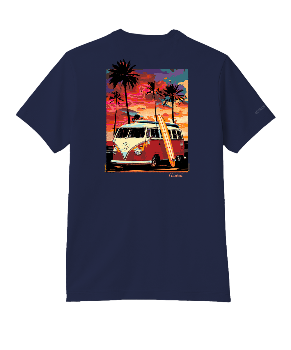 Volkswagen Van Sunset - Indigo Short Sleeve Pima T-Shirt