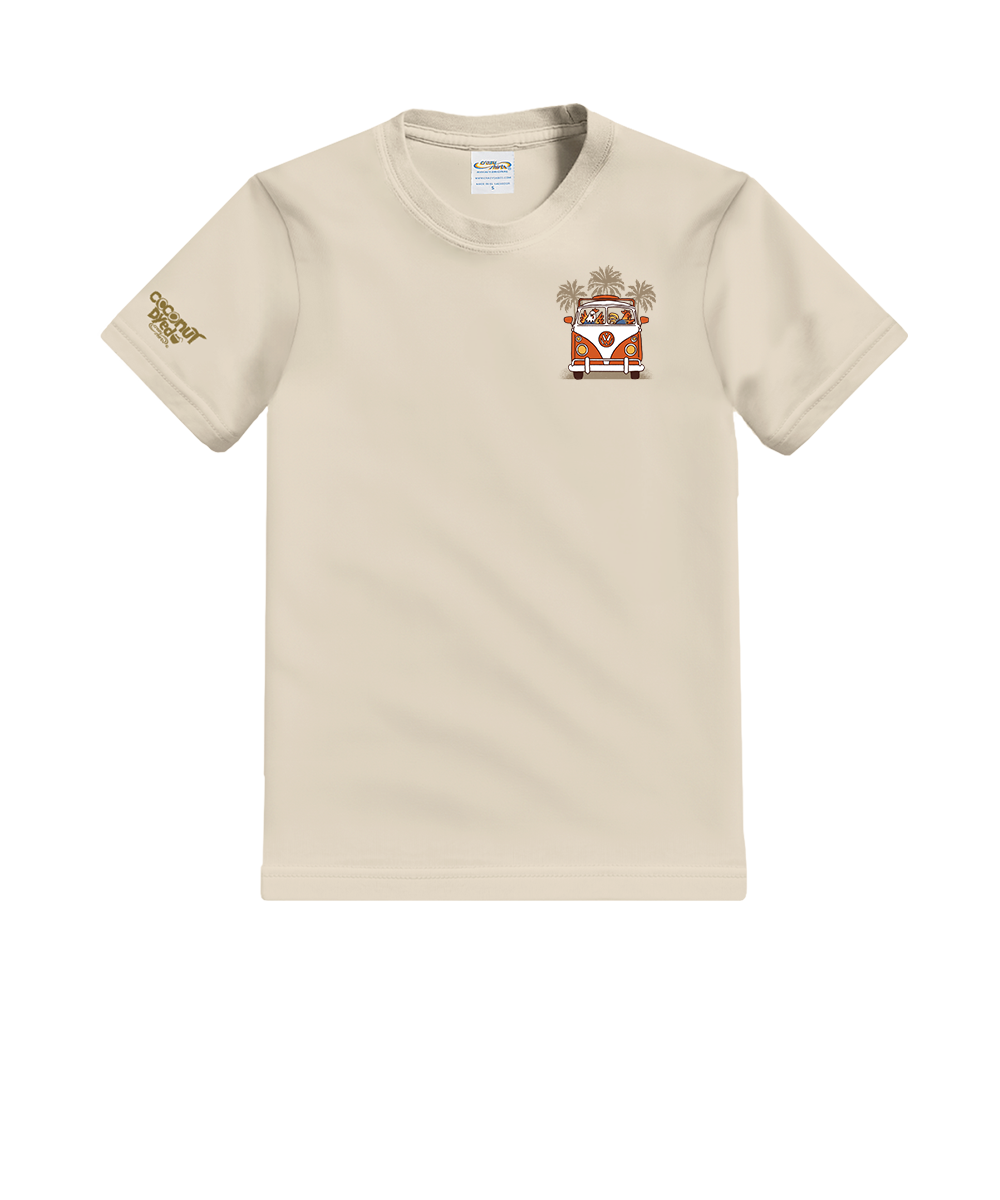Beige t-shirt with a small designs on a white background View 4