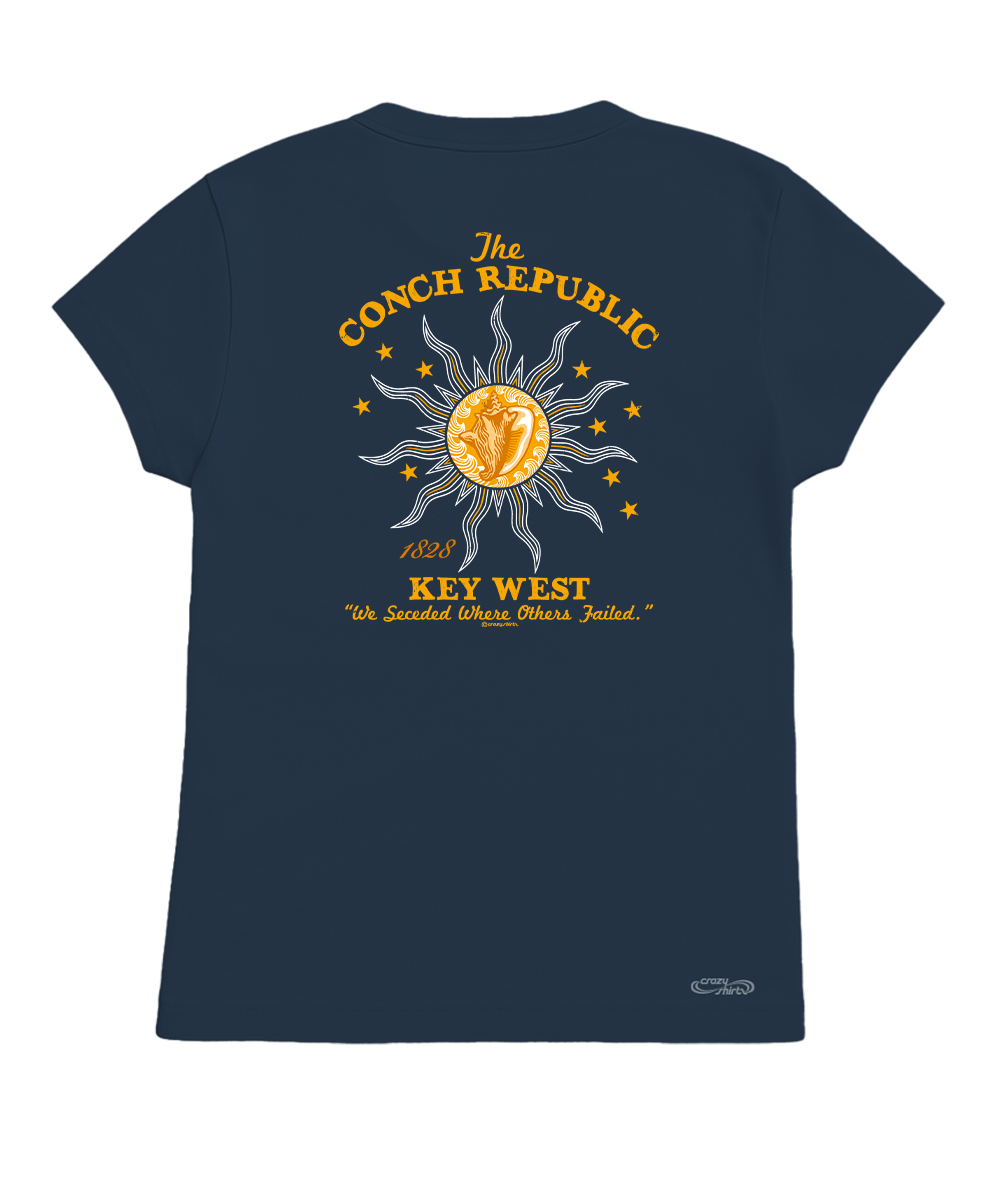 Navy blue t-shirt with 'The Conch Republic Key West' design on the back View 1