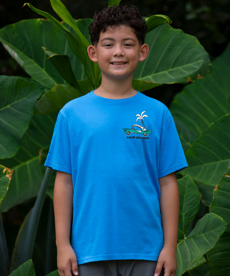 Palm Springs Style - Blue Hawaii Dyed Short Sleeve Crewneck T-Shirt