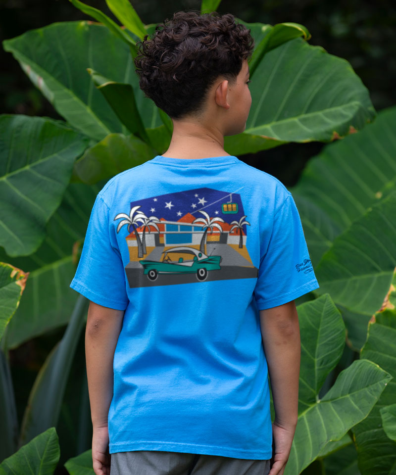Palm Springs Style - Blue Hawaii Dyed Short Sleeve Crewneck T-Shirt