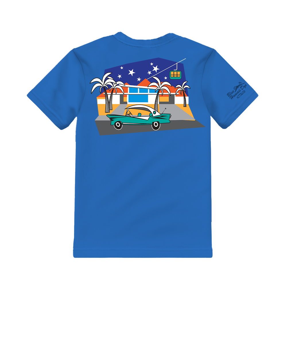 Palm Springs Style - Blue Hawaii Dyed Short Sleeve Crewneck T-Shirt