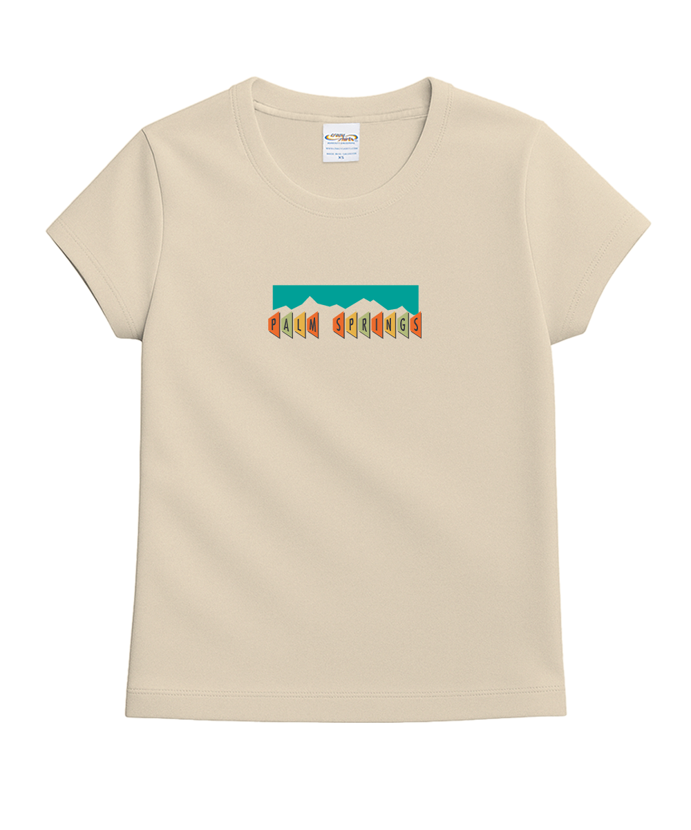 Beige t-shirt with a colorful graphic on a white background View 4