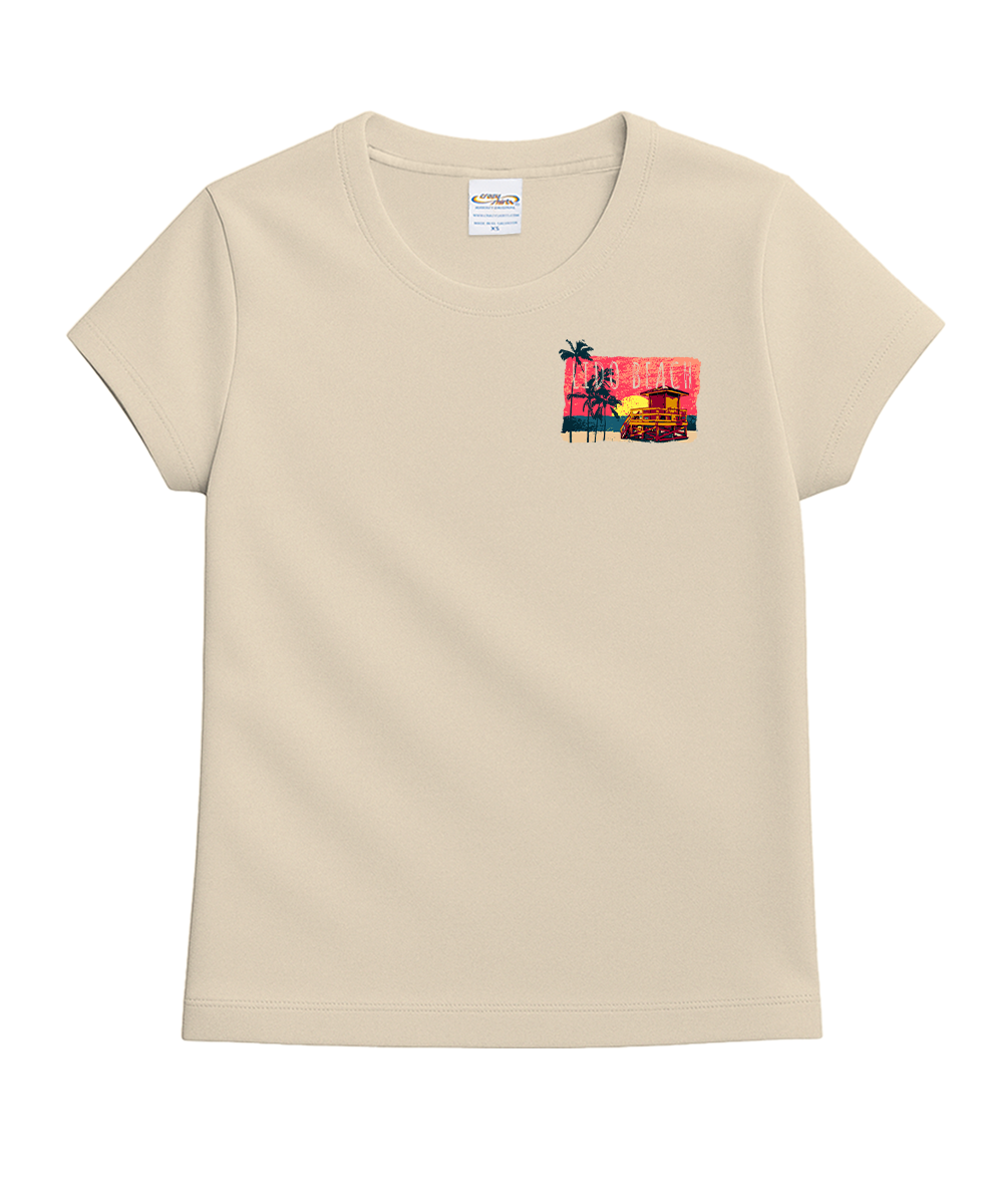 Beige t-shirt with a colorful graphic on a white background View 4