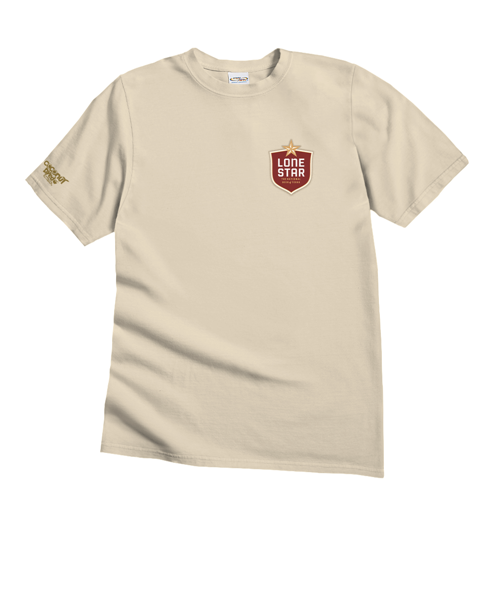 Creamy white t-shirt with a Lone Star logo on a white background View 4