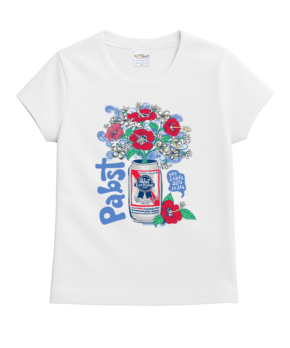 Pabst Aloha Blue Ribbon - White Short Sleeve Crewneck T-Shirt Pabst Aloha Blue Ribbon - White Short Sleeve Crewneck T-Shirt