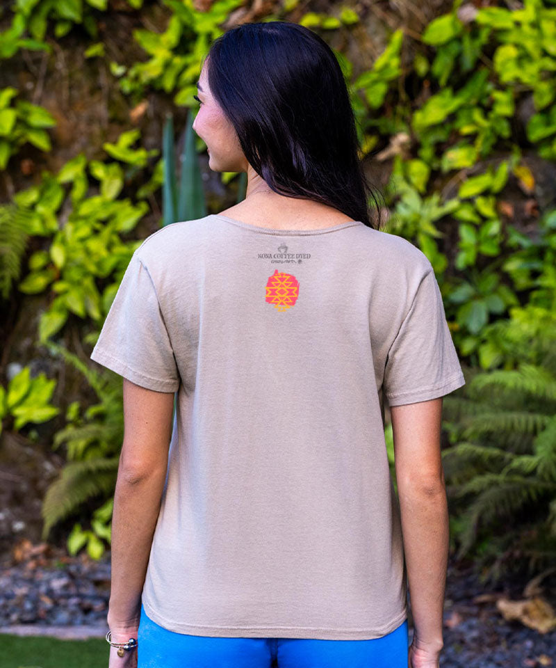 Bits Of Desert - Kona Coffee Dyed Short Sleeve Scoop Neck T-Shirt