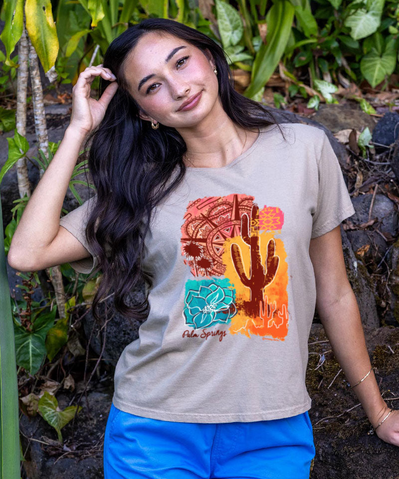 Bits Of Desert - Kona Coffee Dyed Short Sleeve Scoop Neck T-Shirt