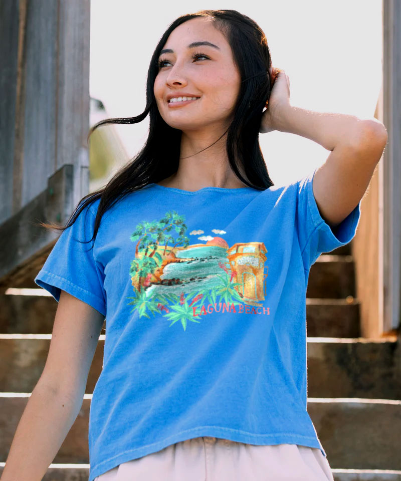 Beautiful Laguna - Blue Hawaii Dyed Short Sleeve Scoop Neck T-Shirt
