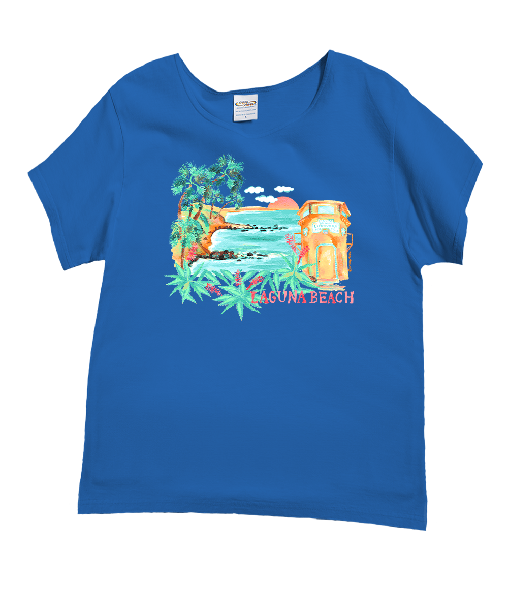 Beautiful Laguna - Blue Hawaii Dyed Short Sleeve Scoop Neck T-Shirt