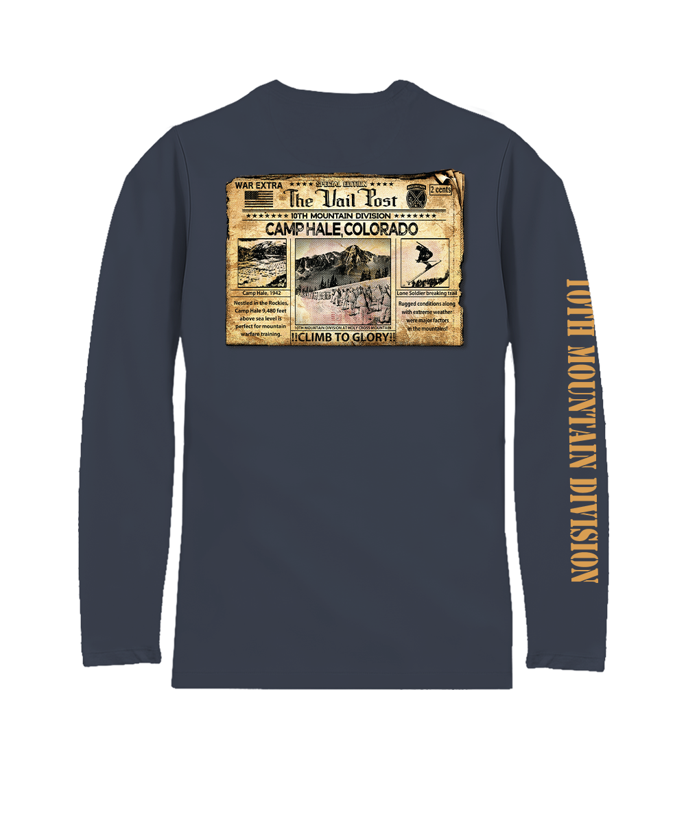 10Th Mountain Front Page - Smoke Long Sleeve Pima T-Shirt