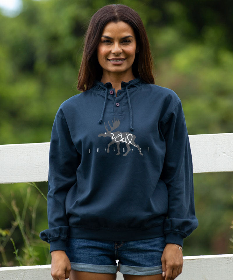 Moose Sighting - Navy Long Sleeve Lightweight Pullover