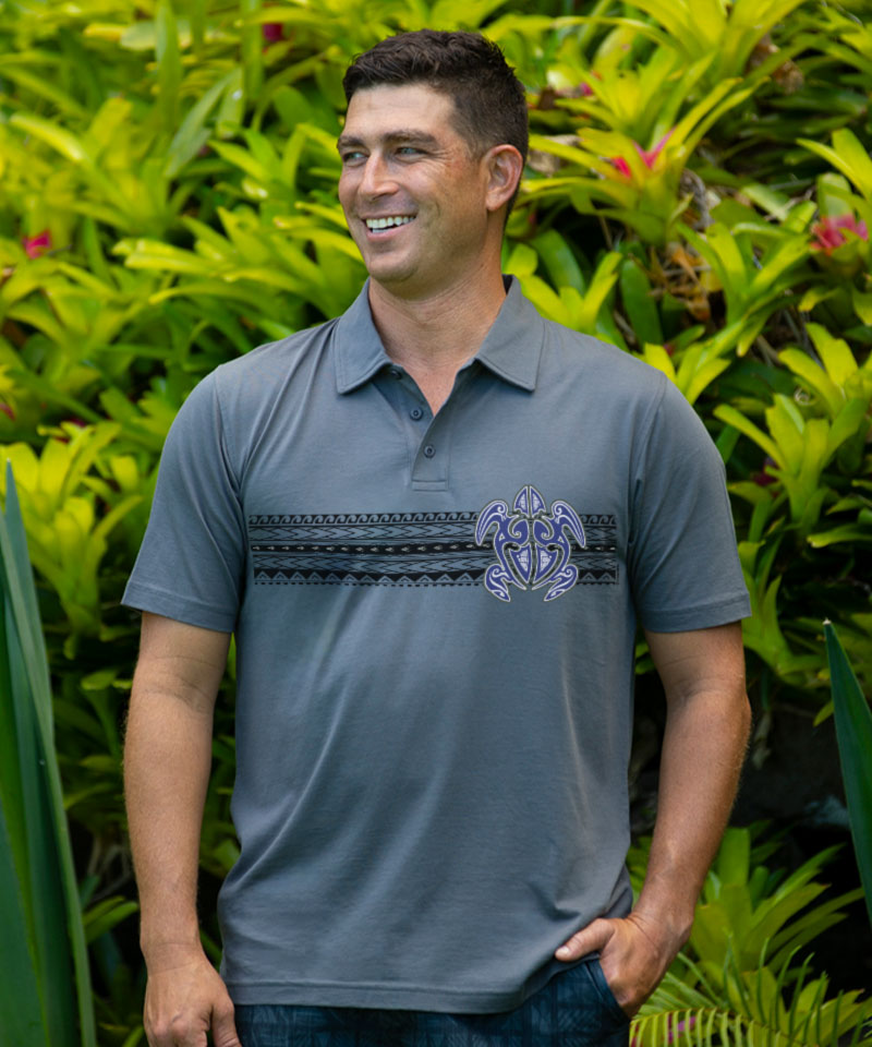 Ehukai Band - Smoke Short Sleeve Pima Polo