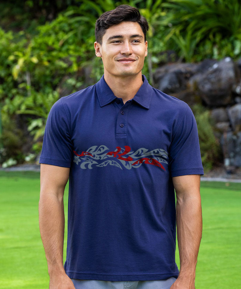 Linear Ti - Indigo Short Sleeve Pima Polo